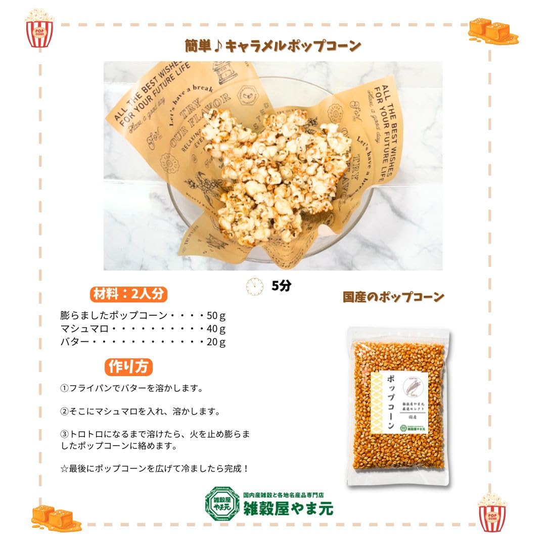 Amazon.co.jp: 北海道産 ポップコーン 豆 500g 雑穀屋やま元【電子